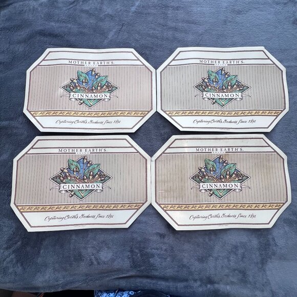 Mother Earth Other - Vintage Rubber Foam Backing‎ Set Of 4 Mother Earths Brand Cinnamon Placemats
